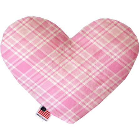 MIRAGE PET PRODUCTS Cupid Pink Plaid Stuffing Free 6 in. Heart Dog Toy 1364-SFTYHT6